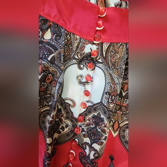 Bebe Silk Dressy Fringed Short Sleeved Blouse Size XS - Picture 5 of 12